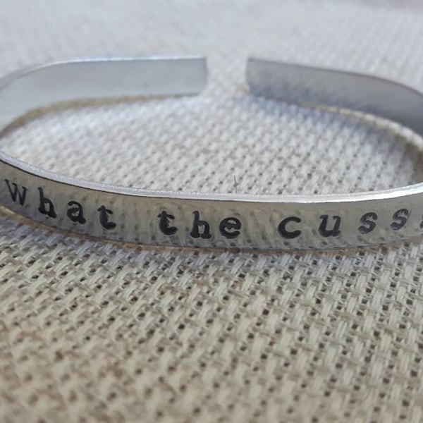 What The Cuss? Fantastic Mr. Fox Wes Anderson Inspired Handstamped Aluminum Cuff Bracelet