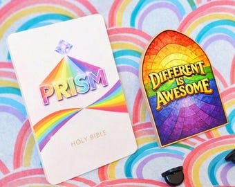 Kelvin and Keefe The Righteous Gemstones Inspired Pride Acrylic Pins | Prism + Different Is Awesome