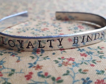 Loyalty Binds Me Richard III Motto Handstamped Aluminium Cuff Bracelet