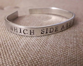 Which Side Are You On? Succession Inspired Handstamped Aluminum Cuff Bracelet