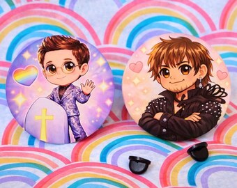Kelvin and Keefe The Righteous Gemstones Inspired Chibi Acrylic Pins LGBTQ Pride