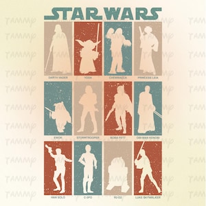 Amigos de Star Wars Svg, Personajes de Star Wars Svg, Star Wars svg, Magical Kingdom svg, Archivo de corte de vinilo, Svg, Pdf, Jpg, Png, Diseño imprimible Ai