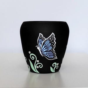 Blumentopf Schmetterling handbemalt | mini Terrakotta Sukkulenten Pflanzer, Blumentopf, wunderliche Walddekoration, Dopamindekoration, Monarchfalter