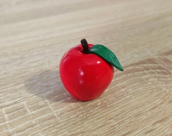 Handmade Red Apple Photo Holder: Polymer Clay Card Holder, Picture Display