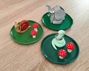 Porta anelli a forma di animali fatti a mano: piccoli e stravaganti piatti portagioie, vassoi portaoggetti in pasta polimerica
