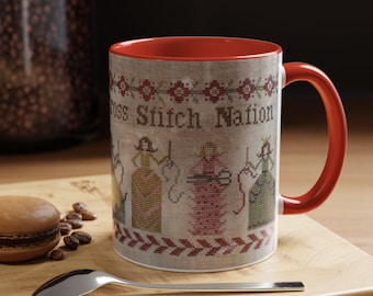 Mug Nation au point de croix (11, 15 oz)