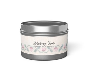 Bougies en étain pour point de croix : chaise pour broder