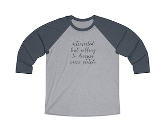 Introverted Cross Stitcher Unisex Tri-Blend 3/4 Raglan Tee