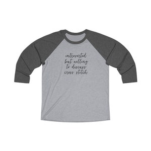 Introverted Cross Stitcher Unisex Tri-Blend 3/4 Raglan Tee Vintage Black / Premium Heather