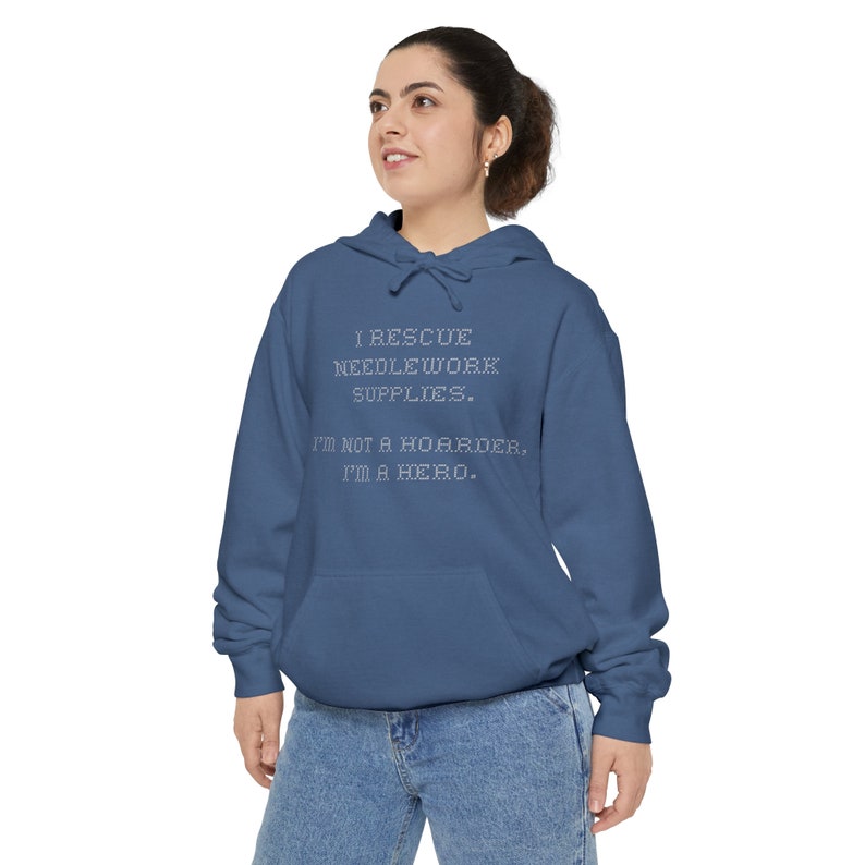 Needlework Hero Unisex Garment-Dyed Hoodie True Navy