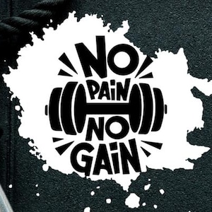 No Pain No Gain kunst aan de muur sportschool: motiverende fitnesscitaat (digitale download)
