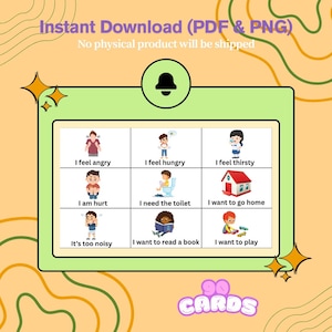 Communication Discours Cartes flash TSA pour enfants autistes troubles d'apprentissage Téléchargement instantané Besoins spéciaux non verbaux Tout-petits apprenants