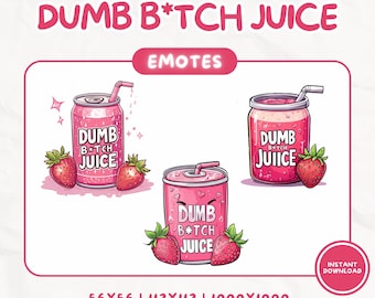 Dumb B*tch Strawberry Juice Emotes, Kawaii Red Emote Pack, Sassy Twitch Discord Icons, Strawberry Meme PNG Set, Streamer Attitude Pack