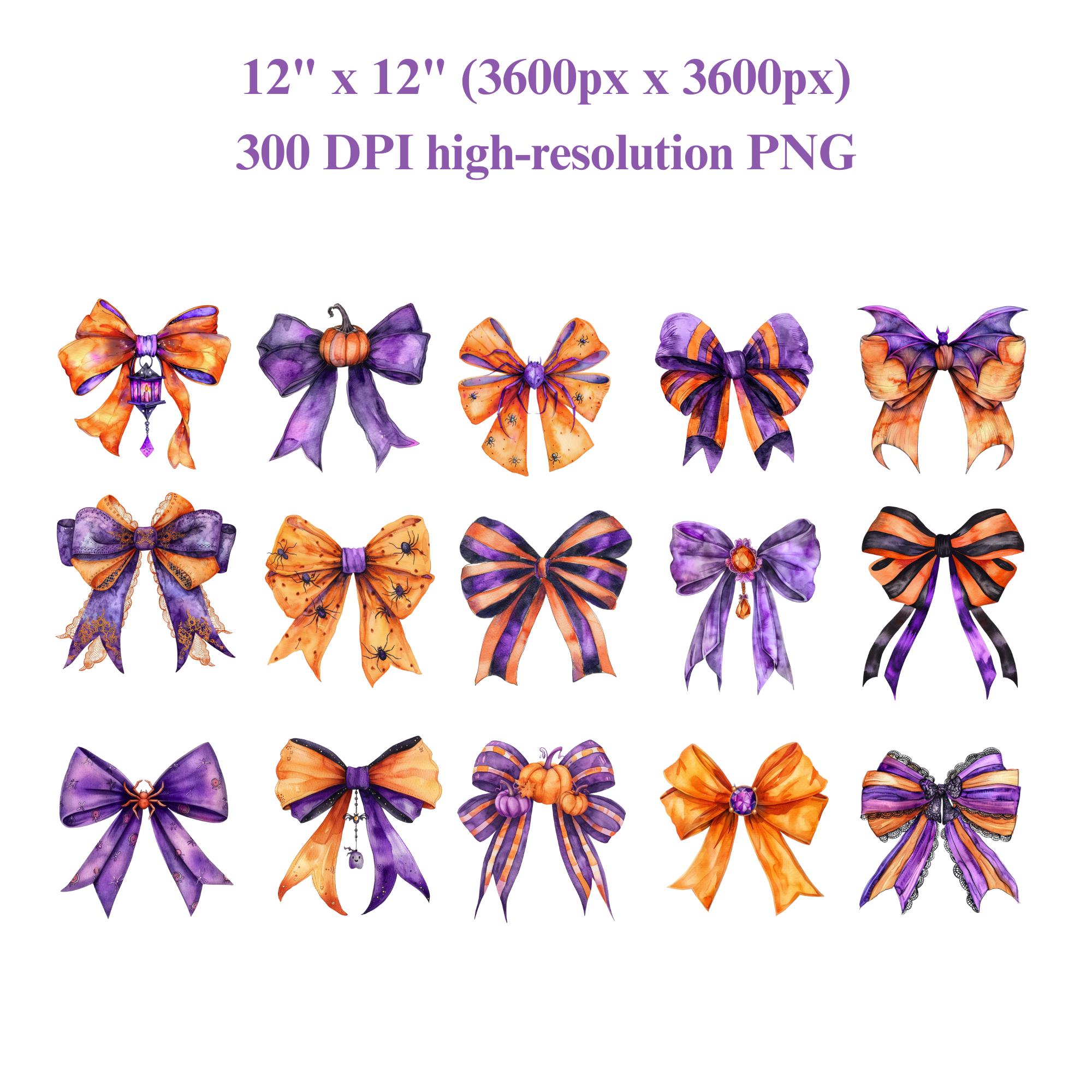 Watercolor Halloween Bow Clipart Set, Spooky Gothic PNG (digital ...