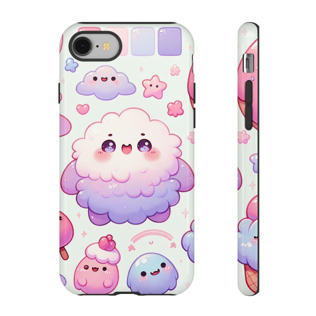 Cute Kawaii Phone Case Pastel Cloud Design Adorable Gift For Kids 