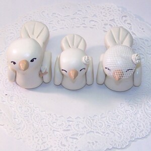 Lovebirds with Baby Bird Wedding Cake Topper Trio Nuzzling Family Baby Boy or Girl Bird FREE U.S. SHIPPING image 3