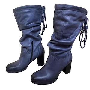 slouchy slate blue boots