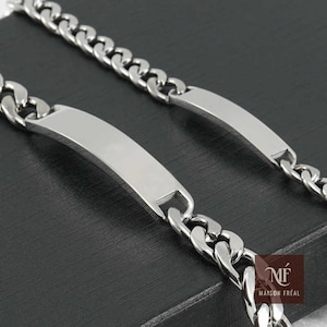 Custom Engraved ID Bracelet Stainless Steel Cuban Chain 6mm 8mm Personalized Jewelry Men Women