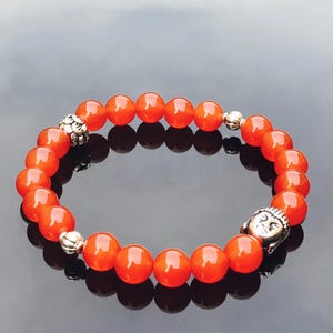 Carnelian Natural Buddha Bracelet – Crystal Gemstone Power Bracelet, Sacral Chakra Bracelet, Unisex Bracelet, Genuine High-Quality Beads
