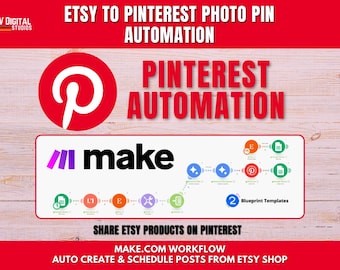Etsy à Pinterest Marketing Automation | Plan d'affichage automatique des épingles | Générateur de texte IA | Etsy Traffic Booster (produit numérique)