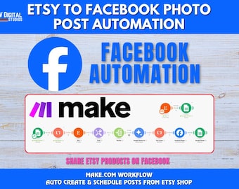 Plan d'automatisation de la publication automatique d'Etsy sur Facebook | Plan Make.com | Générateur de sous-titres AI | (Téléchargement numérique)
