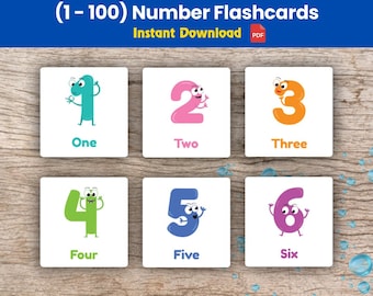 Number Flashcards 1-100: Early Math Homeschool (Digital Download)