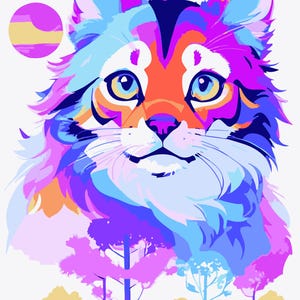 Colorful Playful Cat – Vibrant Abstract Pop Art