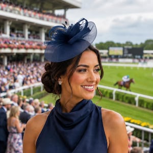 Navy blue hat  fascinator – Alice Band, hair band, Headpiece for Weddings, Races