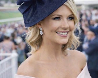 Navy blue Fascinator, Feather Headpiece, Wedding Guest Occasion Hat