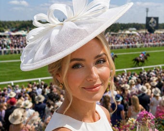 Tocado blanco, adorno para la cabeza con plumas, sombrero para invitada de boda, estilo para ocasiones especiales.