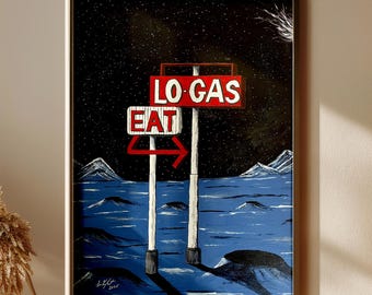 Lunar Rest Stop Art Print: Retro Americana, Las Vegas Neon