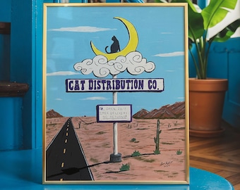 Cat Distribution Co., 2023 - Home Decor Art Print - Retro - Americana - Cats - Universal - Neon Sign