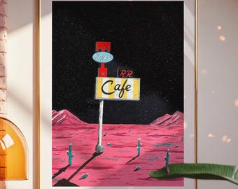 Double R Cafe, 2025 - Home Decor Art Print - Retro - Americana - Twin Peaks - Sci-Fi - Mystery - Neon Sign - Pop Art - Cult Classic