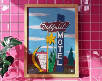 Daffodillin', 2023 - Home Decor Art Print - Retro - Americana - Daffodils - PNW -Neon Sign