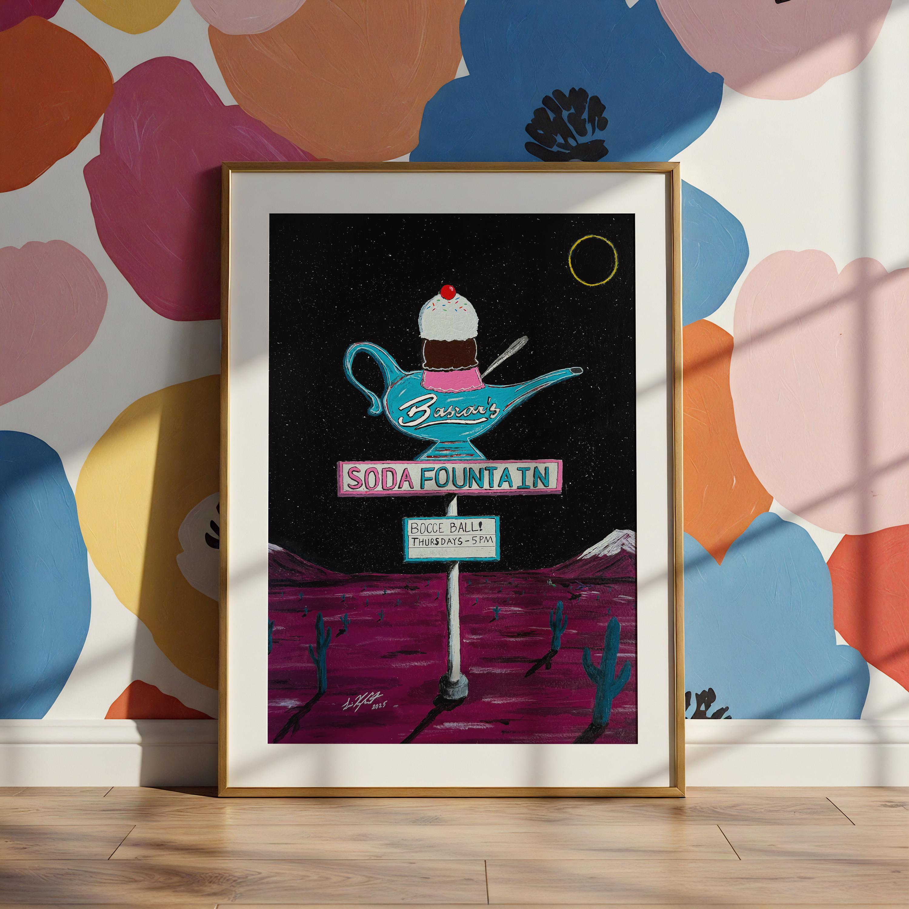 Basrar's Soda Fountain Art Print, Sci-fi, Fantasy High, Pop Art, Retro ...