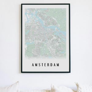 Carte d'Amsterdam Ultra-Détaillée en Très Haute Définition | Style Épuré - Version Couleur ou Noir et Blanc