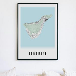 Carte de Tenerife Ultra-Détaillée en Très Haute Définition | Style Épuré - Version Couleur ou Noir et Blanc