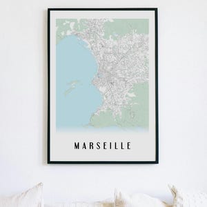 Carte de Marseille Ultra-Détaillée en Très Haute Définition | Style Épuré - Version Couleur ou Noir et Blanc