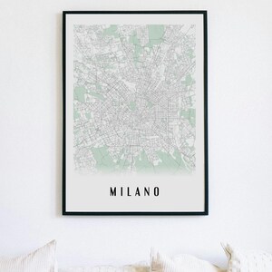 Mapa ultra detallado de Milán en muy alta definición | Estilo limpio: versión en color o blanco y negro
