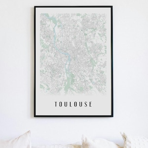Carte de Toulouse Ultra-Détaillée en Très Haute Définition | Style Épuré - Version Couleur ou Noir et Blanc