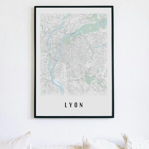 Carte de Lyon Ultra-Détaillée en Très Haute Définition | Style Épuré - Version Couleur ou Noir et Blanc