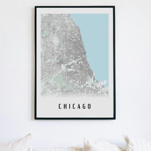 Carte de Chicago Ultra-Détaillée en Très Haute Définition | Style Épuré - Version Couleur ou Noir et Blanc