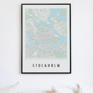 Carte de Stockholm Ultra-Détaillée en Très Haute Définition | Style Épuré - Version Couleur ou Noir et Blanc