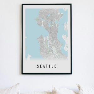 Carte de Seattle Ultra-Détaillée en Très Haute Définition | Style Épuré - Version Couleur ou Noir et Blanc