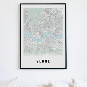 Carte de Séoul Ultra-Détaillée en Très Haute Définition | Style Épuré - Version Couleur ou Noir et Blanc