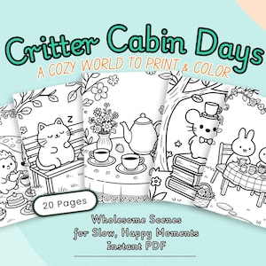 Kawaii Kleurplaten – Cottagecore, Forest, Garden & Bookish Coloring | Ontspannende, esthetische kleurset voor tieners, volwassenen en meisjes (pdf)