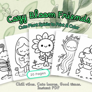 Kleurplaten Kawaii-plant: gezellig printbaar boek (pdf-download)