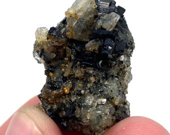 Aegirine Cluster with Calcite , Mineral Specimen Collection , ( 58 Carats , 30 x 19 x 15 mm )