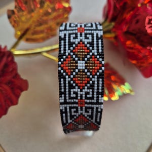 Chloé Miyuki delica beaded women&#39;s cuff bracelet. Handmade on a loom.