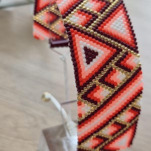 Women&#39;s cuff bracelet in Miyuki delica beads Alice Handmade Peyote method